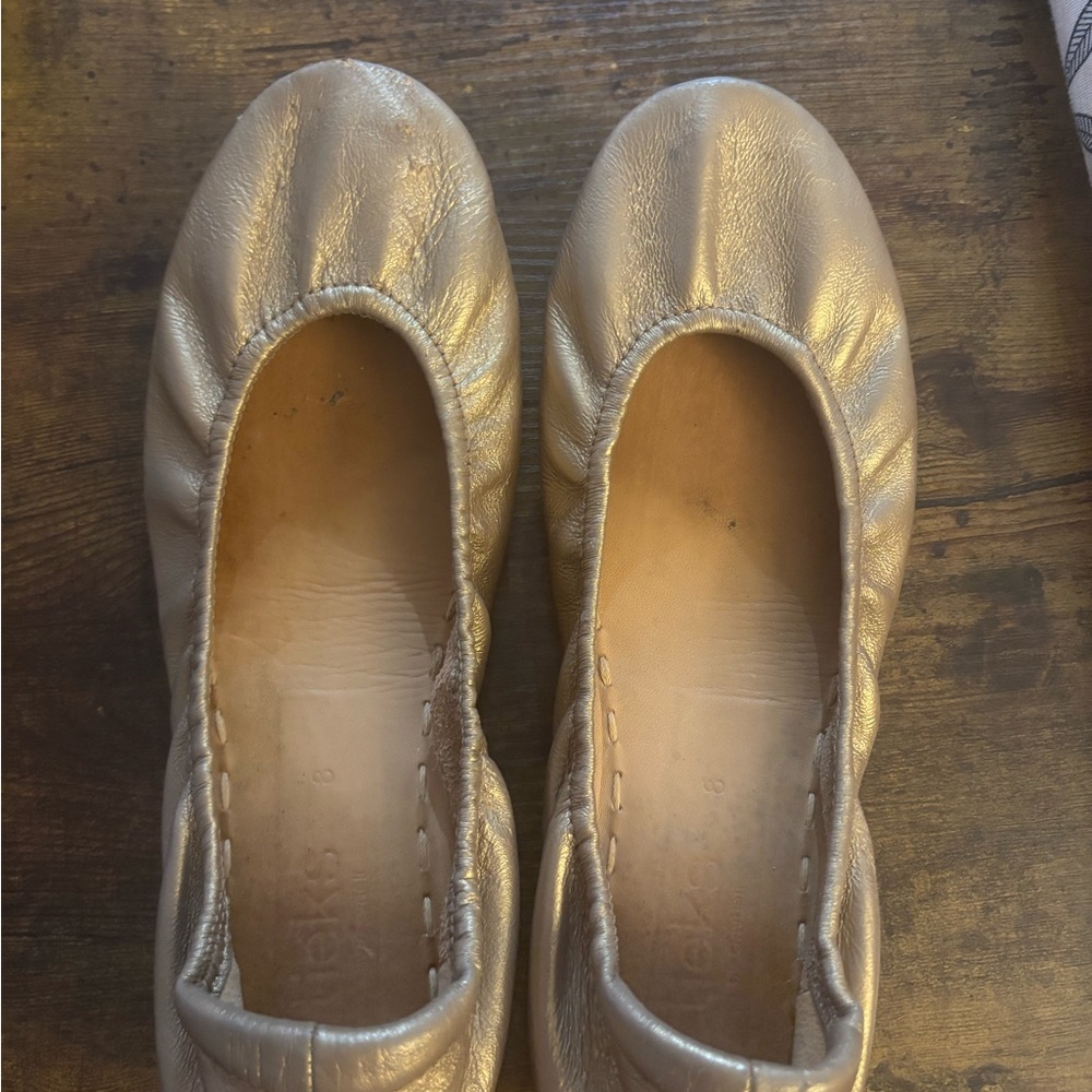 Tieks Gold Ballet Flats with Metallic Finish